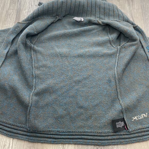 Volcom S Sweater Cardigan Button Up Y2k Vintage Collar Teal Womens size Small - Picture 10 of 14